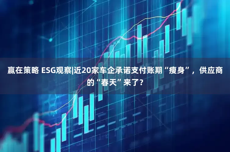 赢在策略 ESG观察|近20家车企承诺支付账期“瘦身”，供应商的“春天”来了？